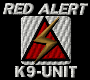 Red Alert East London Business logo embroidery